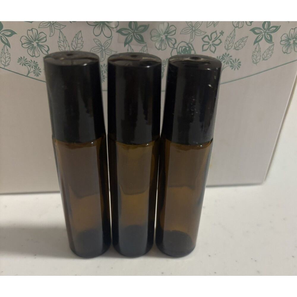 18 Pk, Amber, 10 ml Glass Roll-on Bottles , Stainless‎ Steel Roller + Tools